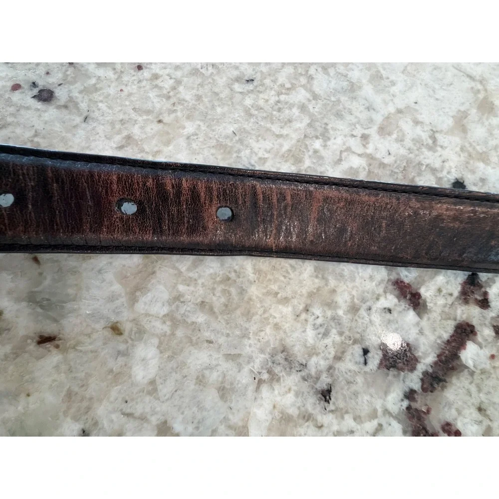 Ralph‎ Lauren Black/Brown Leather Belt Gold Buckle Size L 132 cm